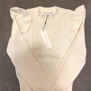 Veronica Beard white cable sweater